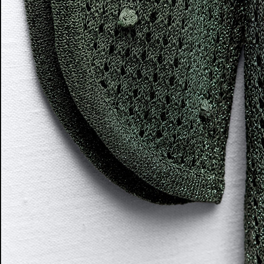 Zara Forest Green Crochet Knit Midi Dress With Unique Detailing - Picture 7 of 11